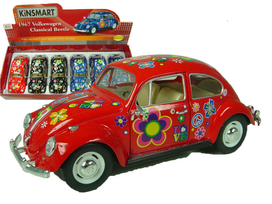 Volkswagen Classical Beetle With Hippy Print HL128 Die Cast Metal 1:64 1967 